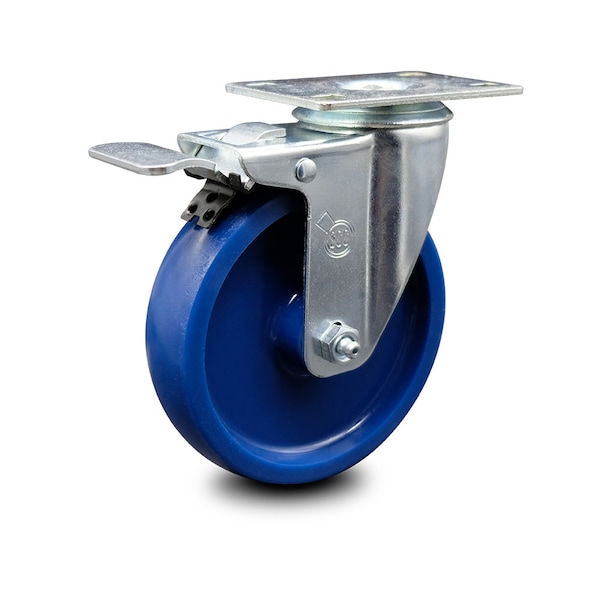 5 Inch Solid Polyurethane Wheel Swivel Top Plate Caster with Total Lock Brake